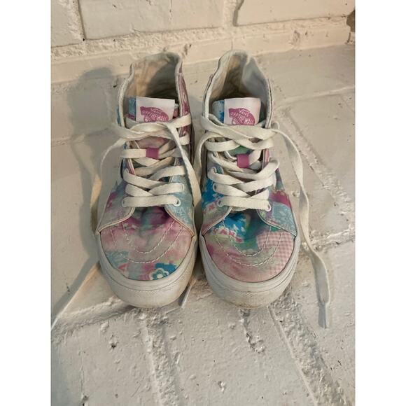 Vans Sk8-Hi Sneakers Patchwork Floral Print Junior Big Kid Youth Size 2.5 - Picture 3 of 7